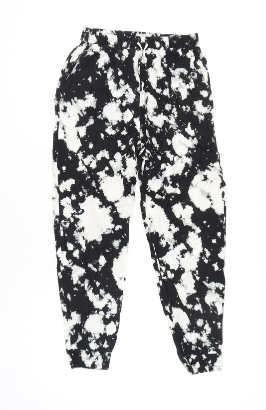 Dorothy Perkins Women’s Black Tie-Dye Jogger Trousers Size 8 Cotton