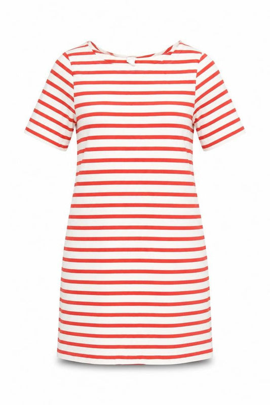 H&M Women’s White Red Striped Cotton T-Shirt Dress Size 8 Casual