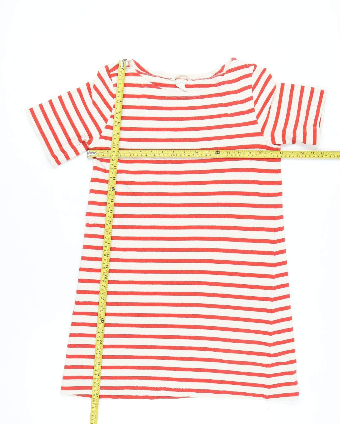 H&M Women’s White Red Striped Cotton T-Shirt Dress Size 8 Casual