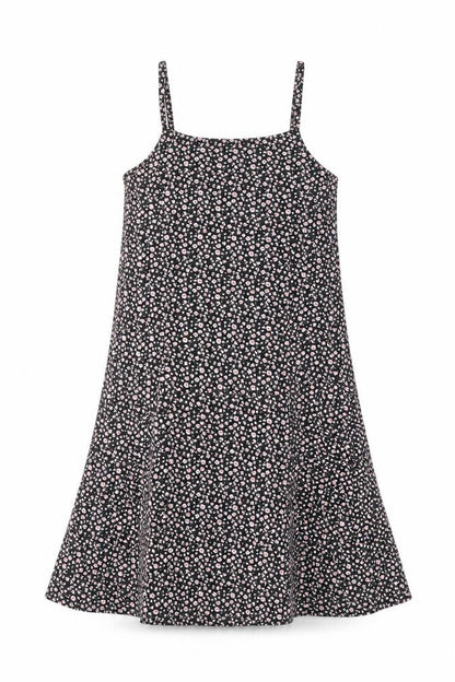 C&A Girls Black Floral A-Line Sleeveless Dress Size 146 Knee Length