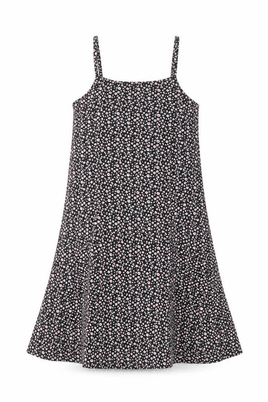 C&A Girls Black Floral A-Line Sleeveless Dress Size 146 Knee Length
