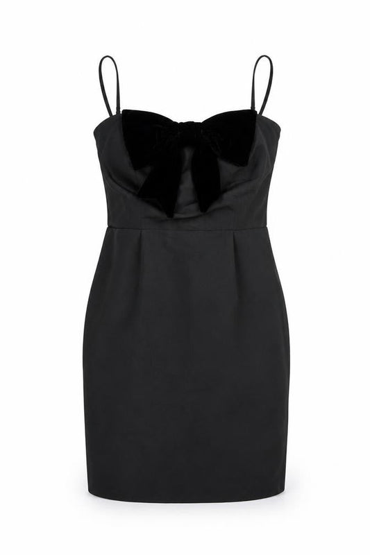VILA Women’s Black Short Bodycon Bow Party Dress Size S