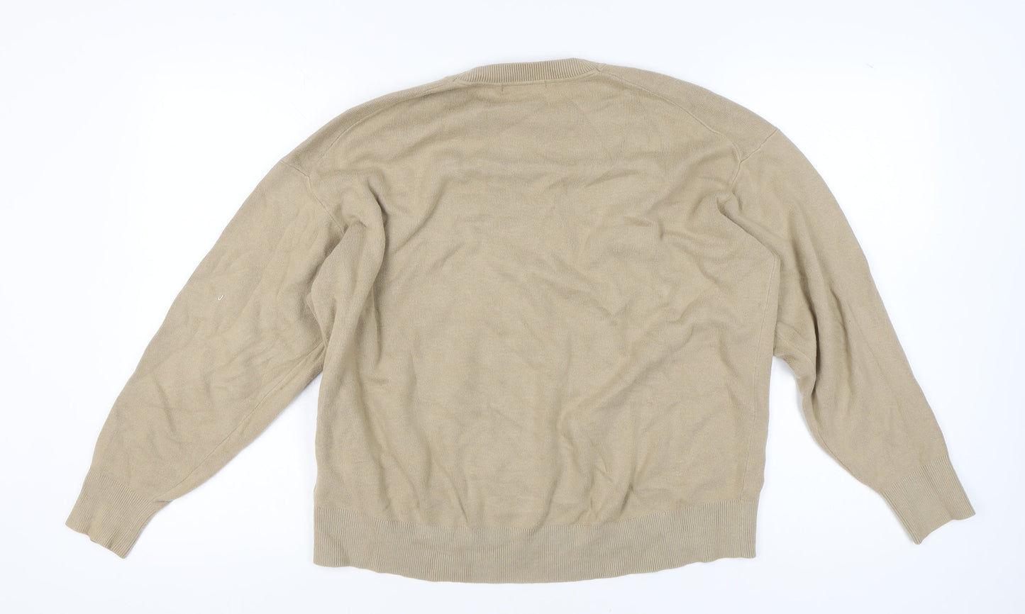 Uniqlo Women's Beige XS Crew Neck Cotton Knit Jumper
