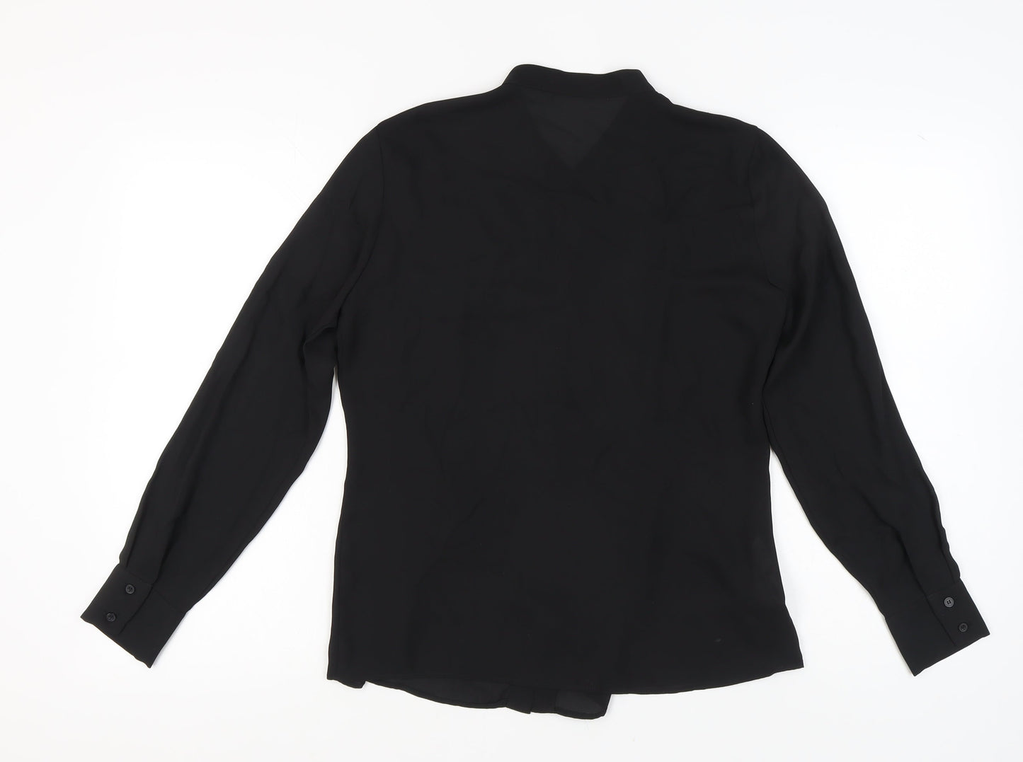 MNG Women’s Black Long Sleeve Button Blouse UK 16 Polyester Regular Fit