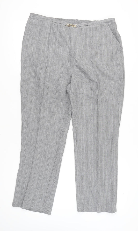 Damart Women’s Grey Straight Leg Trousers UK 20 Elastic Waist 29in