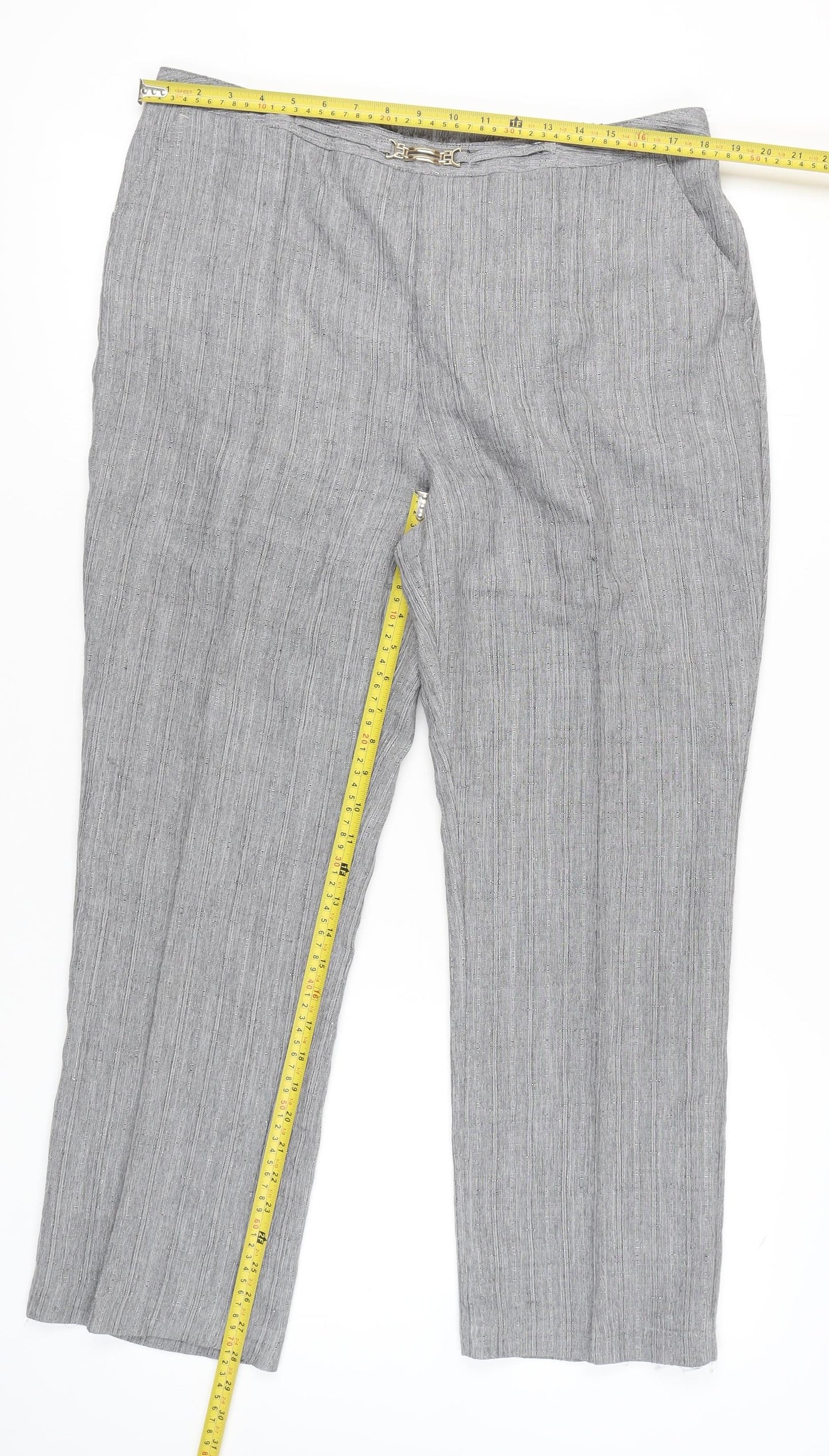 Damart Women’s Grey Straight Leg Trousers UK 20 Elastic Waist 29in