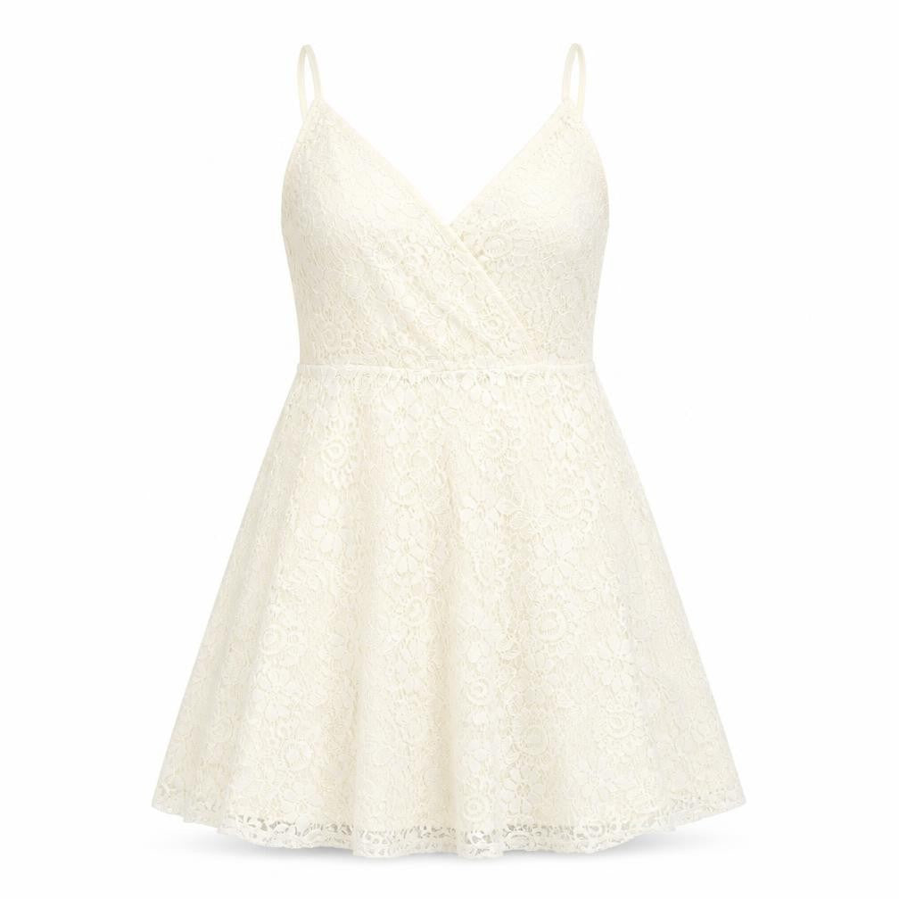 Mossimo Women’s Ivory Lace A-Line Short Dress S Sleeveless V-Neck