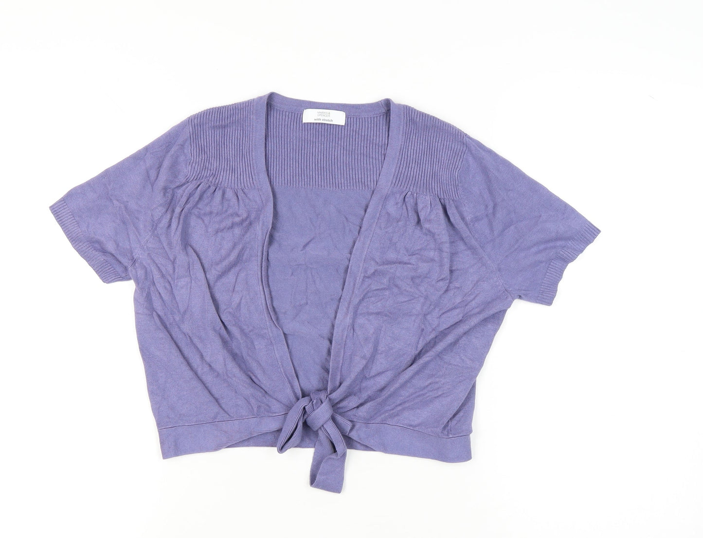 Marks and Spencer Women Purple Size 16 Cardigan V-Neck Short Sleeve