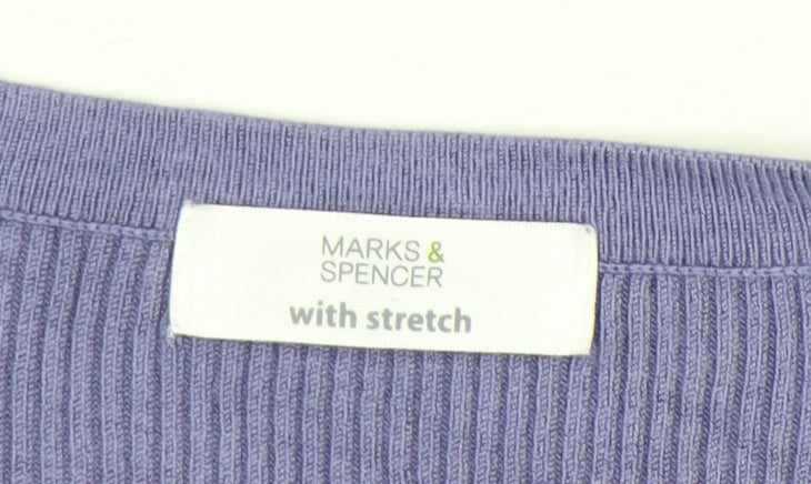 Marks and Spencer Women Purple Size 16 Cardigan V-Neck Short Sleeve