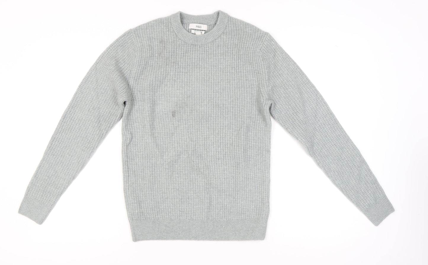 Marks and Spencer Women’s Grey XS Waffle-Knit Wool Blend Jumper