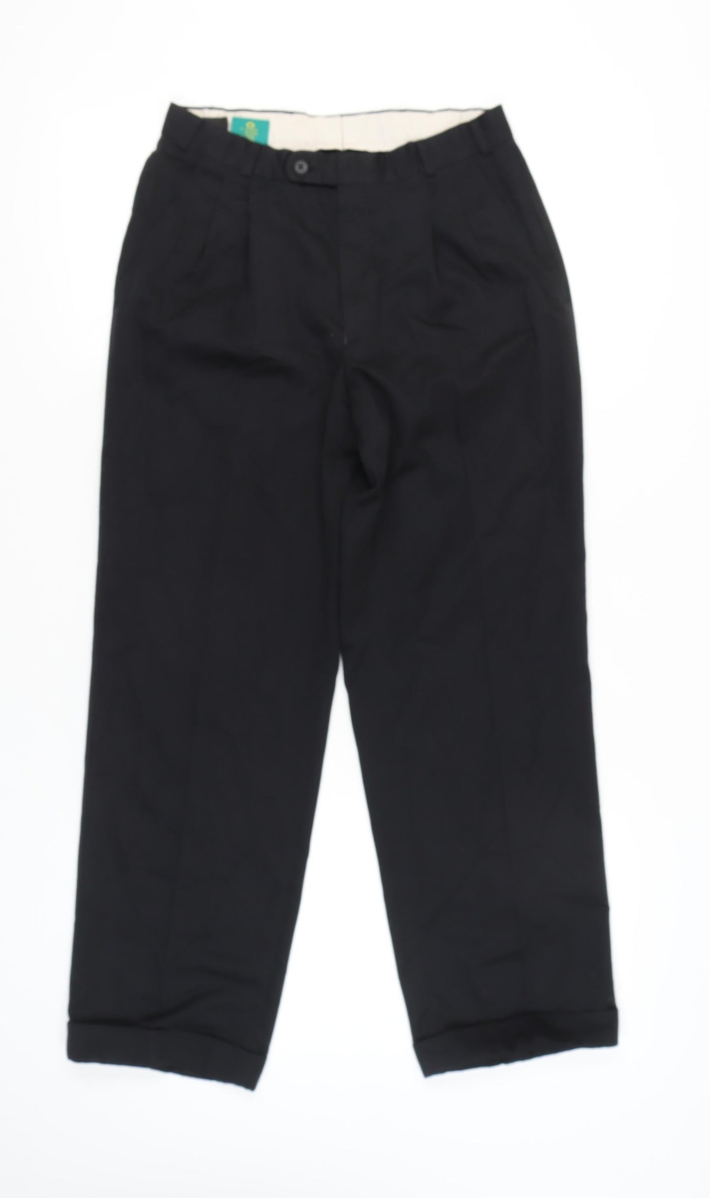 Canda Women's Black Pleated Straight Leg Trousers Size 28 Regular
