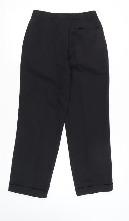 Canda Women's Black Pleated Straight Leg Trousers Size 28 Regular