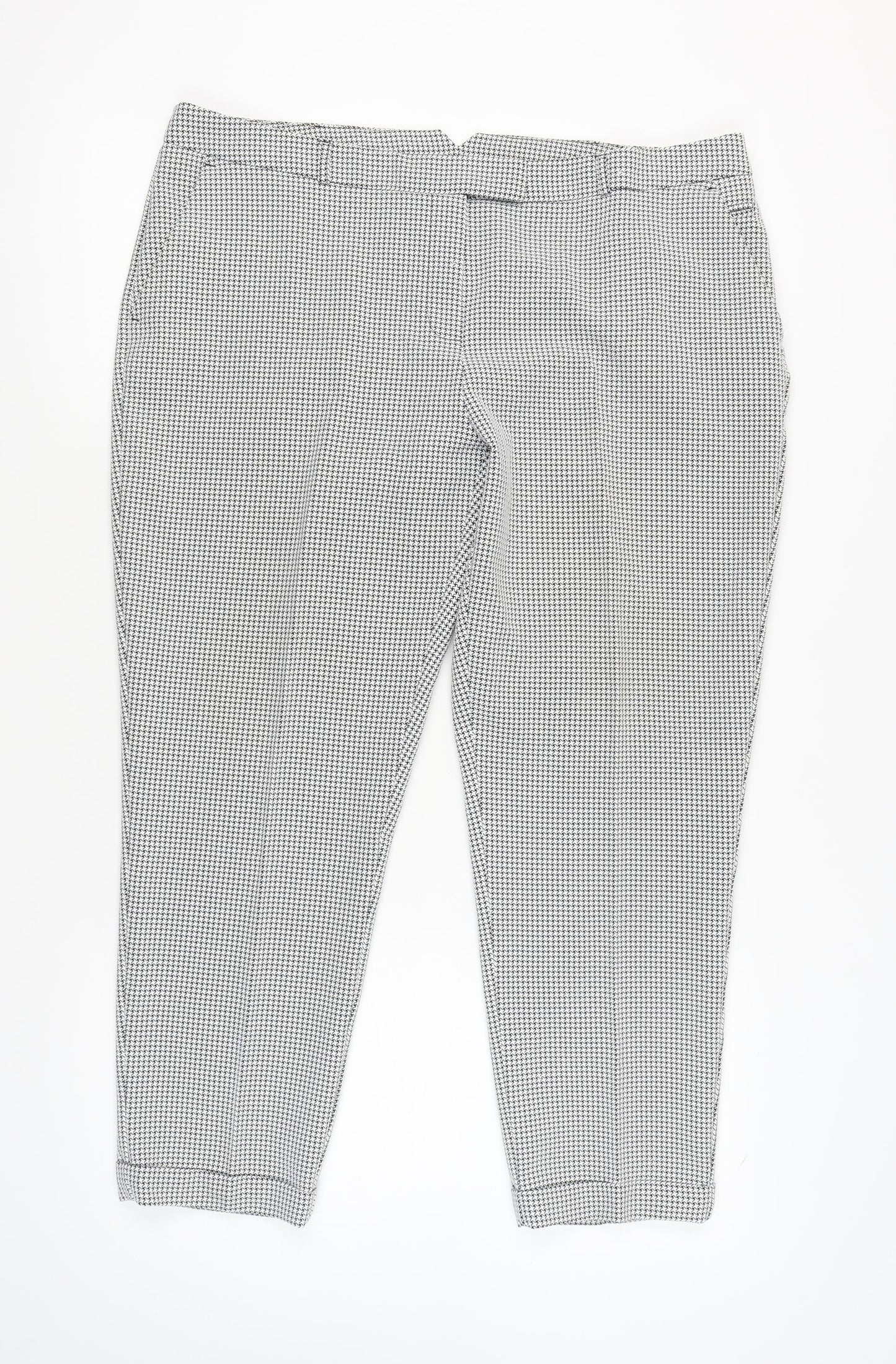 Dorothy Perkins Women's Black Houndstooth Slim Trousers Size 18