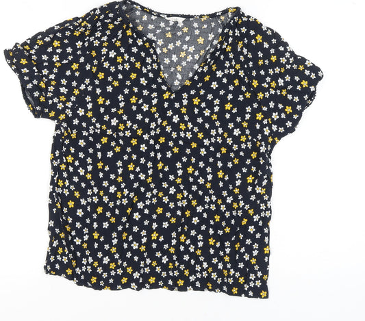 Hush Women's Multicoloured Floral Viscose Blouse Size 14 V-Neck Tunic