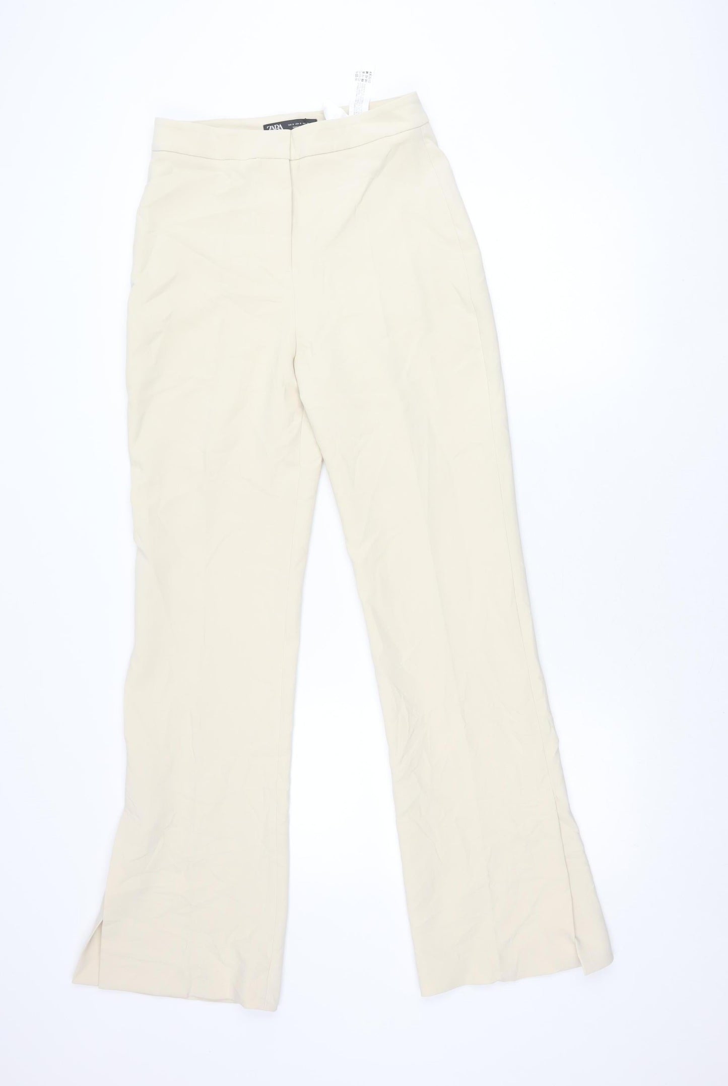 Zara Women’s Beige Straight Leg Trousers S Regular Fit