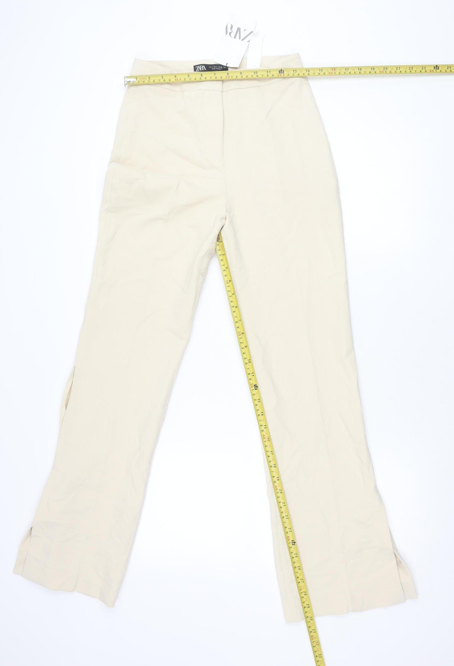 Zara Women’s Beige Straight Leg Trousers S Regular Fit