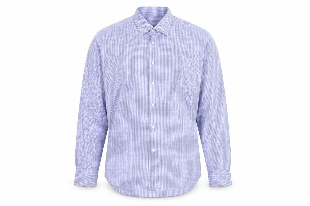 Daniel Hechter Men's Blue Check 17.5in Long Sleeve Button-Up Shirt