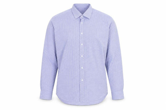 Daniel Hechter Men's Blue Check 17.5in Long Sleeve Button-Up Shirt