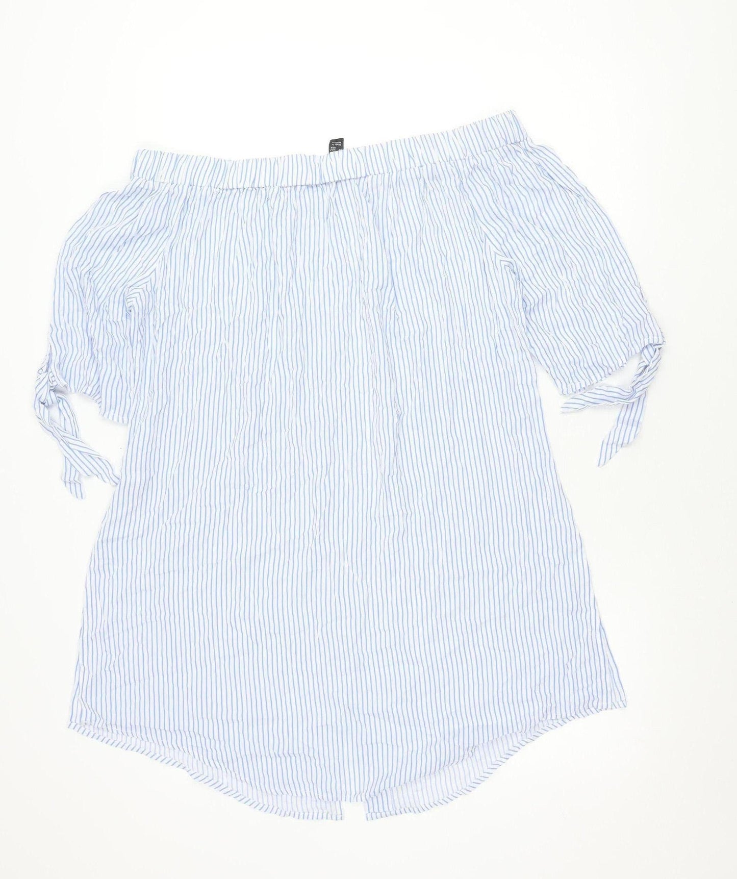 New Look Women’s Blue Striped Off Shoulder Shirt Dress Size L