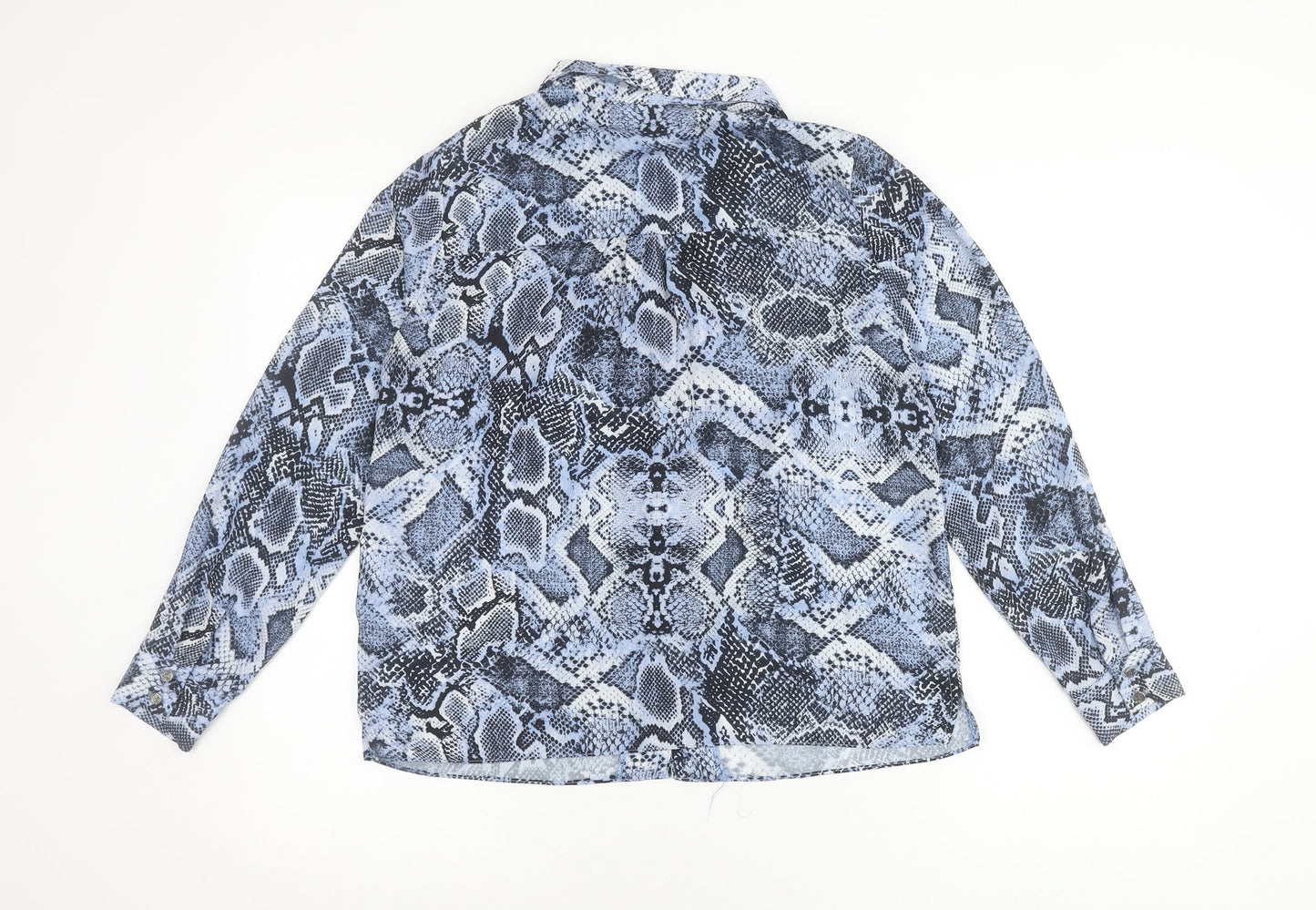 Wallis Women's Petite Blue Snake Print Chiffon Blouse UK 8