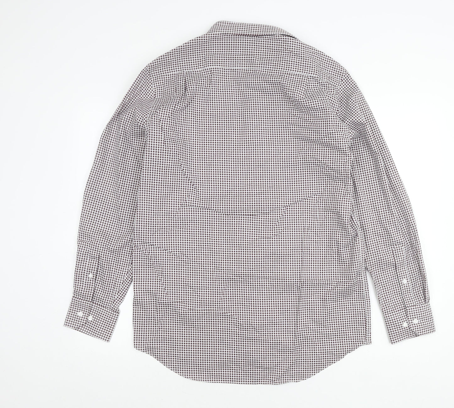 Marks and Spencer Men's Red Check 15.5in Regular Fit Long Sleeve Shirt
