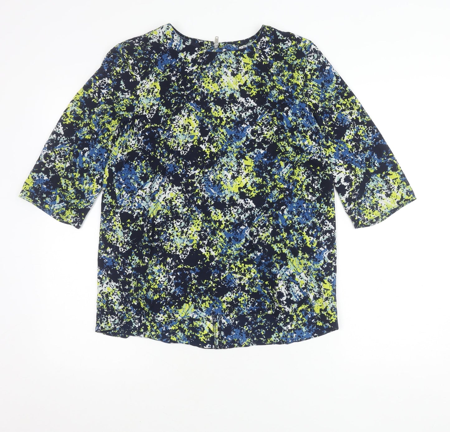 Warehouse Women’s Multicoloured Abstract Blouse UK 12 3/4 Sleeve