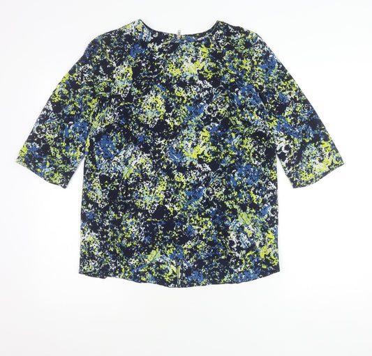 Warehouse Women’s Multicoloured Abstract Blouse UK 12 3/4 Sleeve
