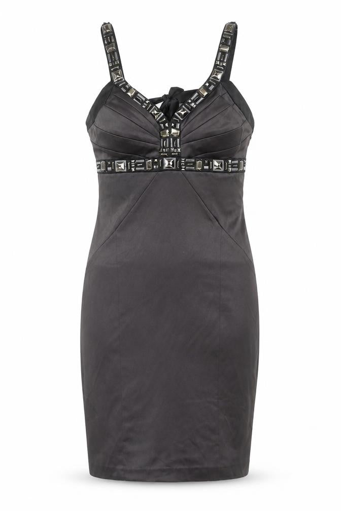 Debut Women's Black Beaded Halter Sheath Knee Dress Size 12