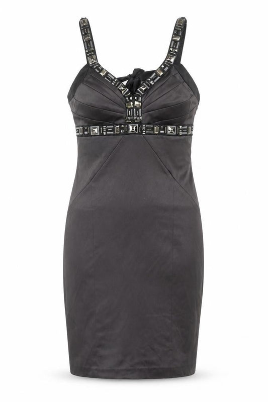 Debut Women's Black Beaded Halter Sheath Knee Dress Size 12