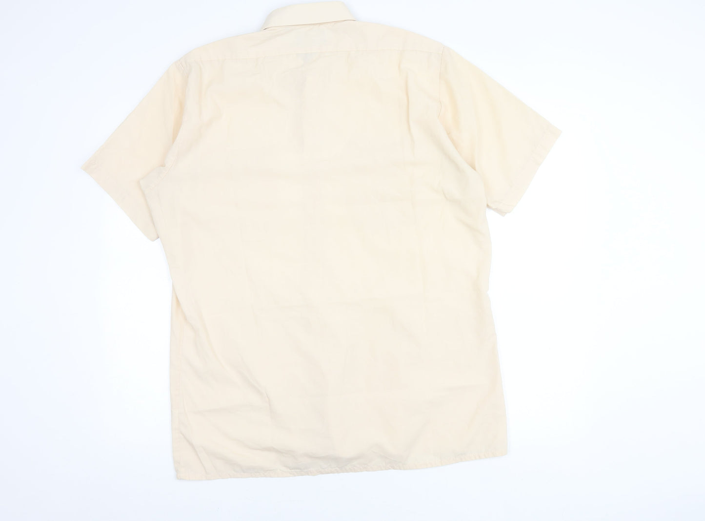Macy's Men's Beige Short Sleeve Woven Button-Up Shirt M 40in Chest