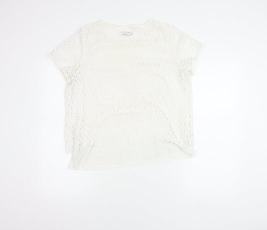 Marks and Spencer Women Ivory Lace Short Sleeve Blouse UK 14