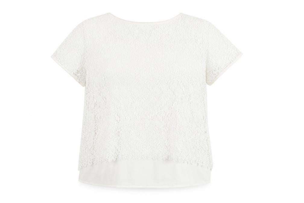 Marks & Spencer Women Ivory Lace Short Sleeve Blouse UK 14