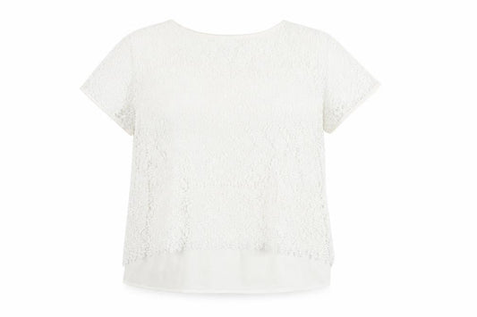 Marks and Spencer Women Ivory Lace Short Sleeve Blouse UK 14
