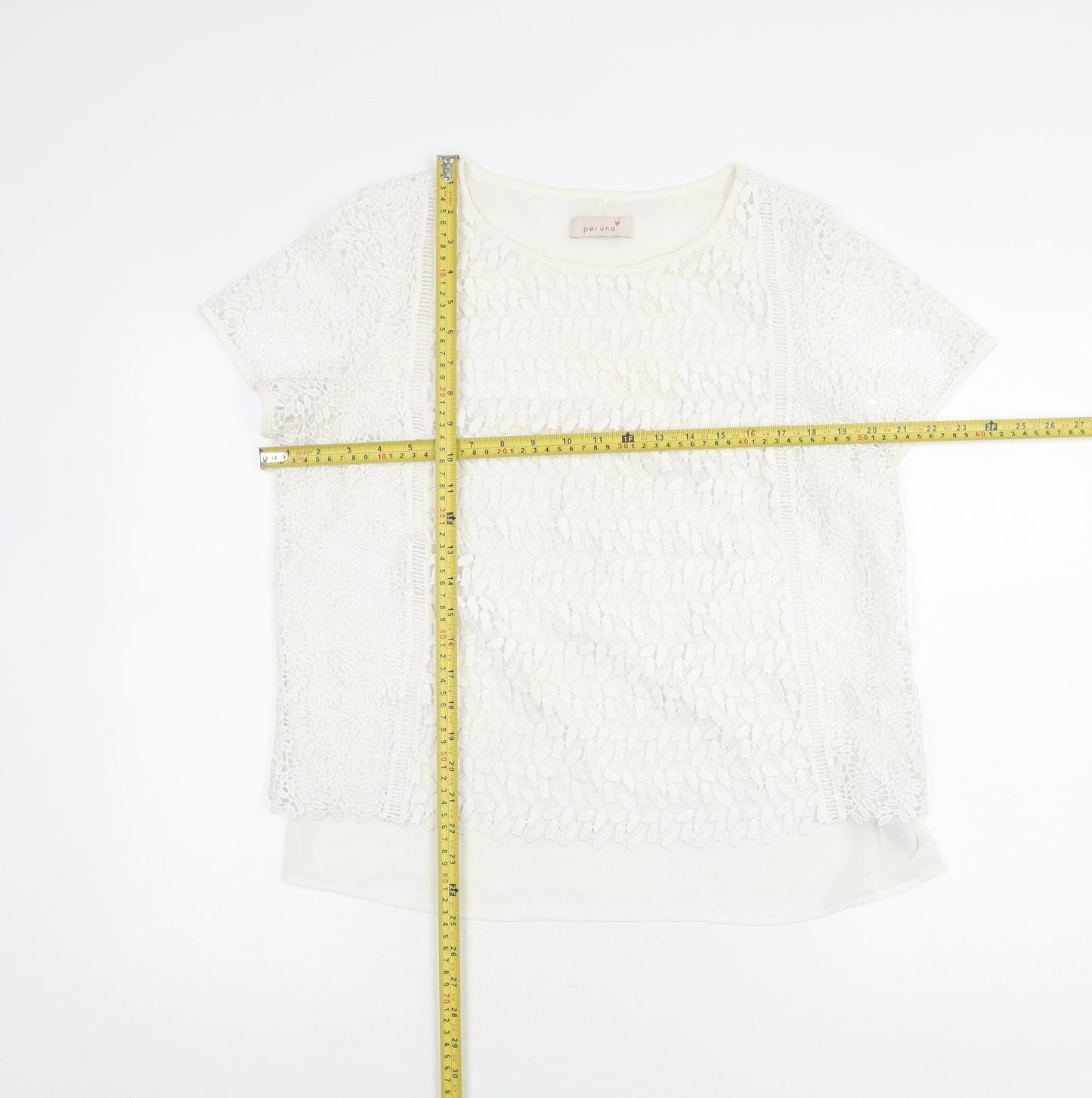 Marks and Spencer Women Ivory Lace Short Sleeve Blouse UK 14