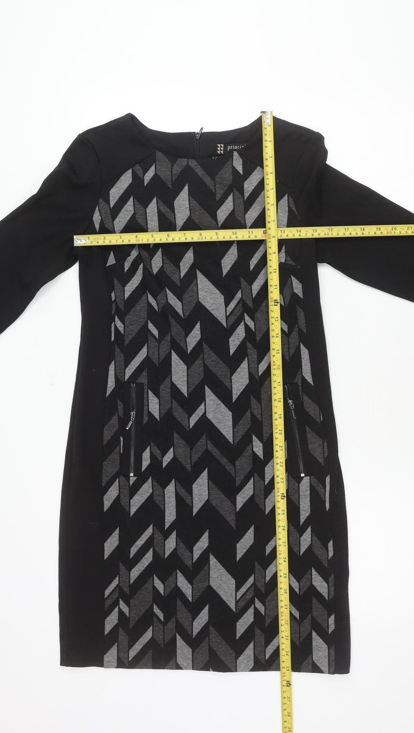 Principles by Ben de Lisi Women’s Black Geometric Sheath Dress Size 8
