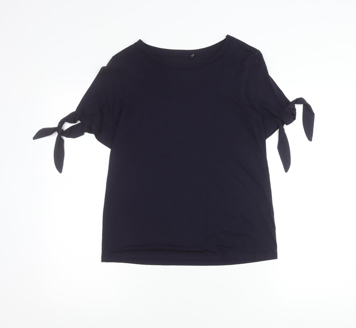 Warehouse Women’s Blue Boat Neck Tie Sleeve Jersey T-Shirt Size 6