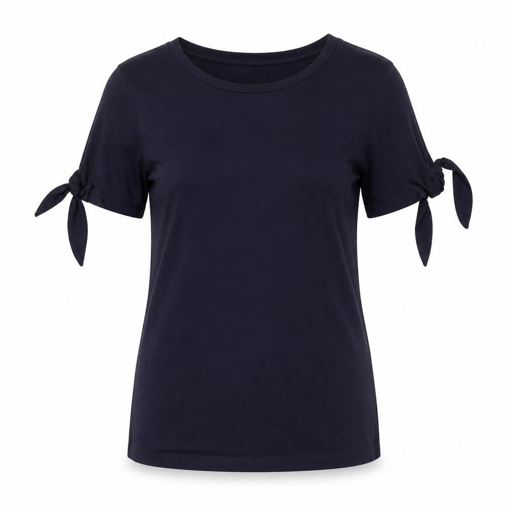 Warehouse Women’s Blue Boat Neck Tie Sleeve Jersey T-Shirt Size 6