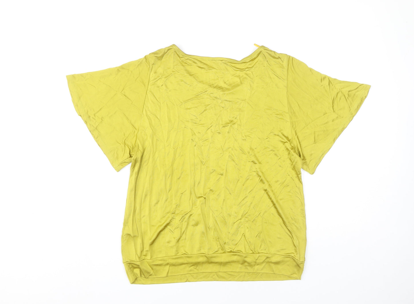 Monsoon Women’s Yellow Viscose Scoop Neck T-Shirt UK 16 Summer Casual
