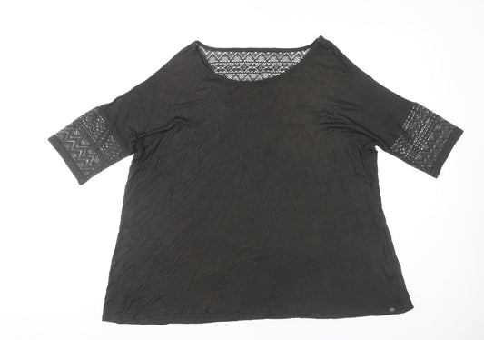 Saltrock Women’s Black Lace Sleeve Summer Tunic Blouse Size 14