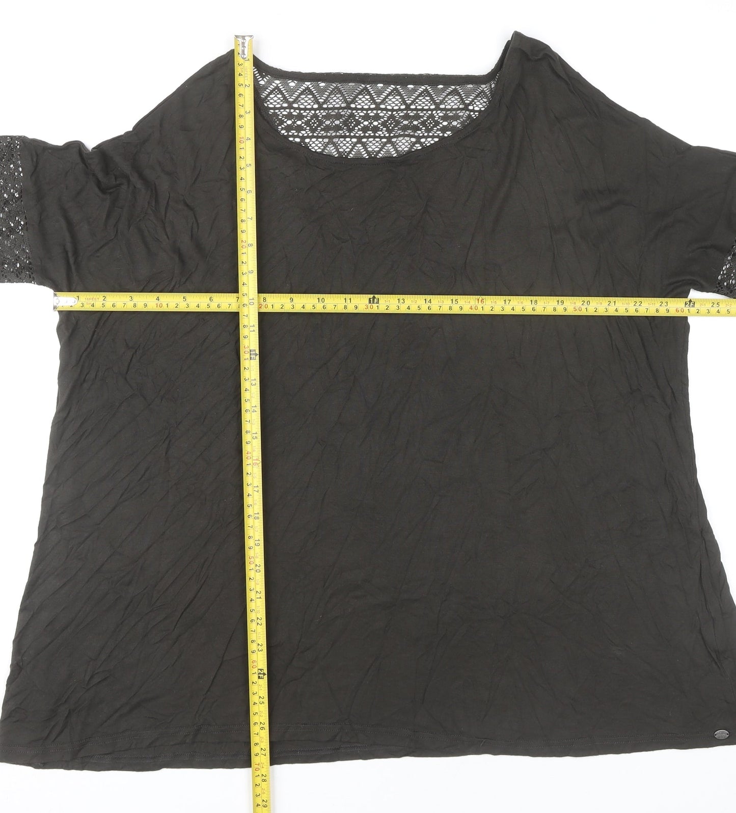 Saltrock Women’s Black Lace Sleeve Summer Tunic Blouse Size 14