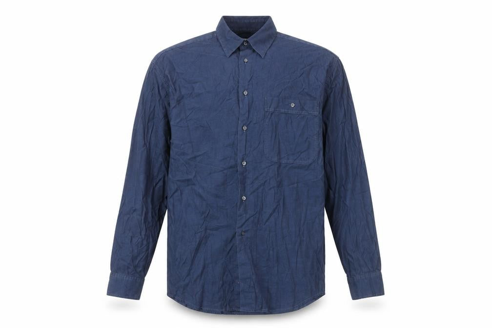 Jaeger Men Blue Cotton Long Sleeve Button-Up Shirt M 42in