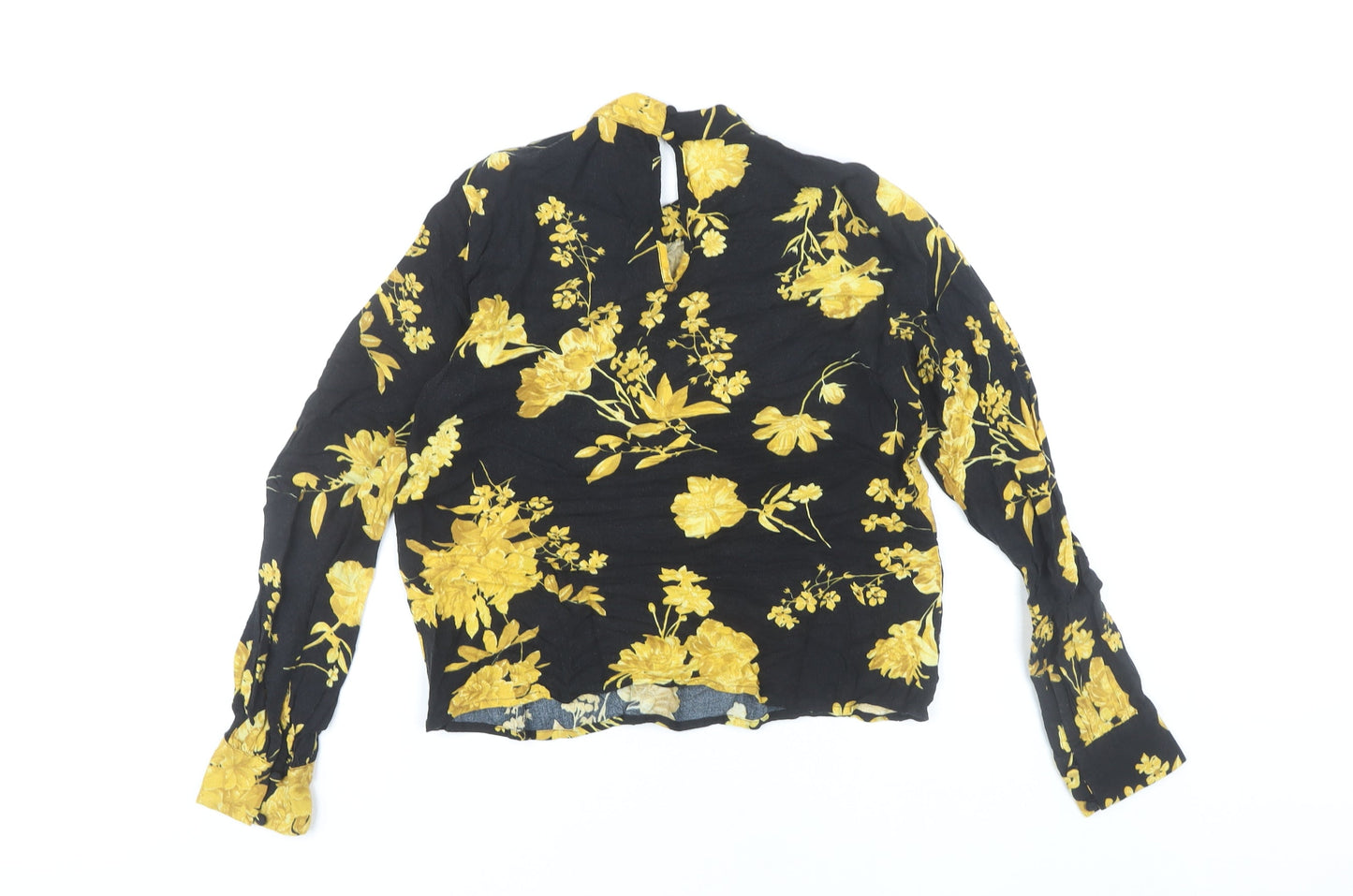 Warehouse Women’s Black Floral High Neck Long Sleeve Blouse UK 8