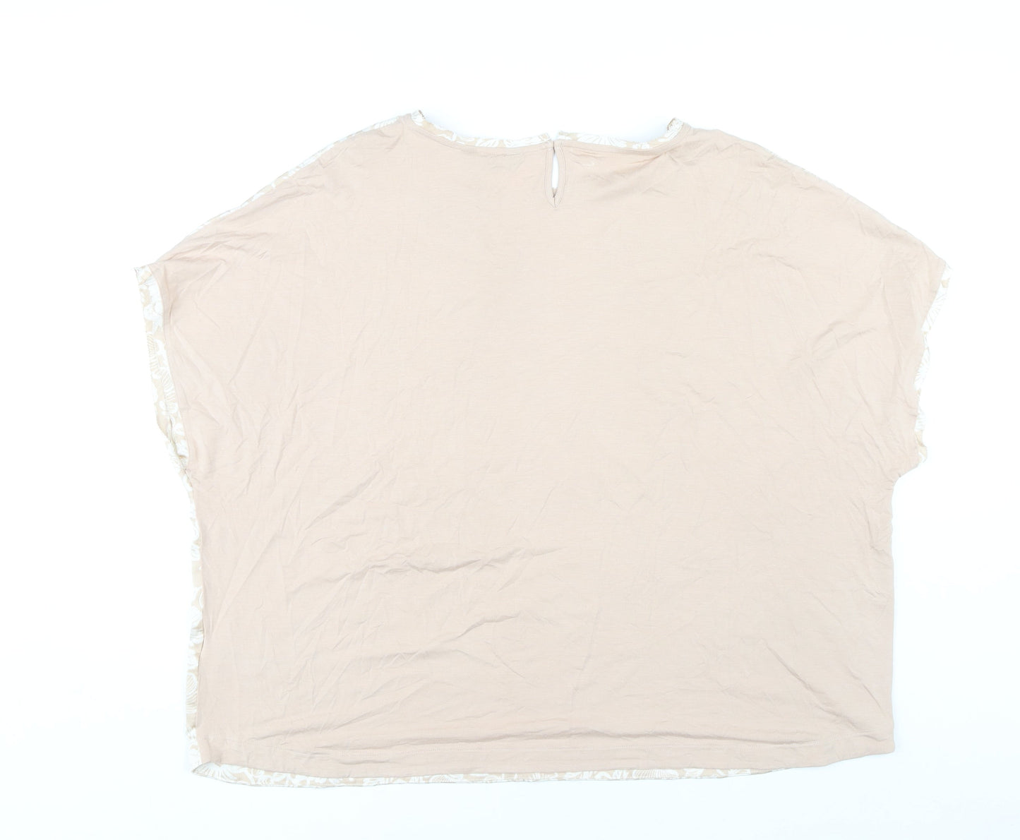 Marks and Spencer Women Beige Floral Blouse Size 24 Plus Short Sleeve