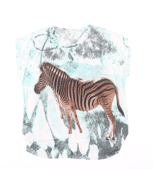 Lucky Style Women’s Multicoloured Zebra Print Short Sleeve T-Shirt XL