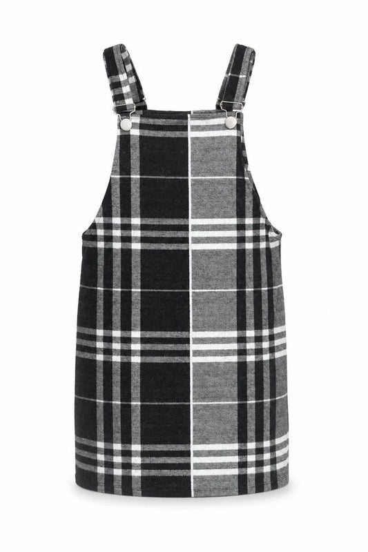Select Women’s Black Check Pinafore Dress Size 6 Adjustable Straps