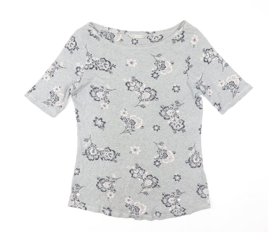 Marks and Spencer Women’s Grey Floral Cotton T-Shirt UK 14