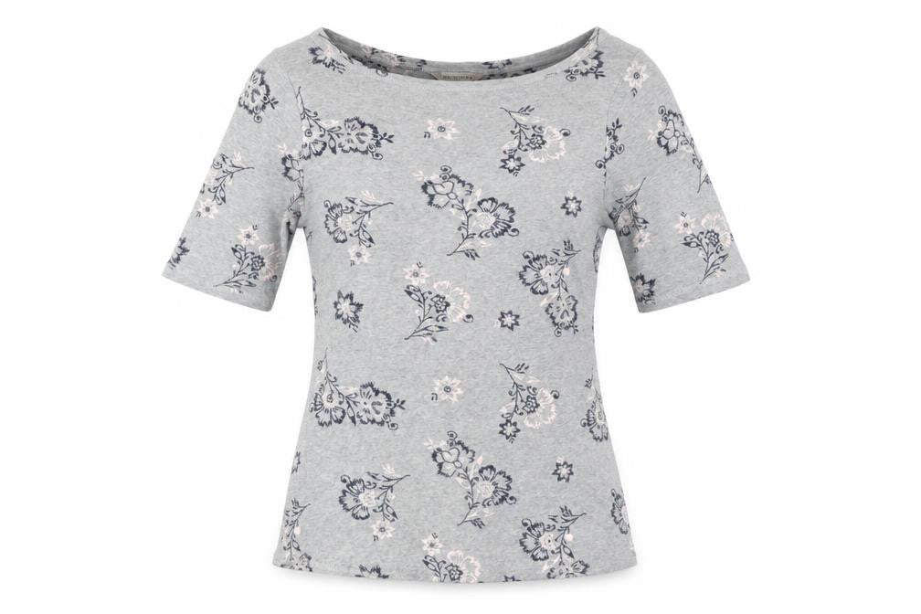 Marks & Spencer Women’s Grey Floral Cotton T-Shirt UK 14