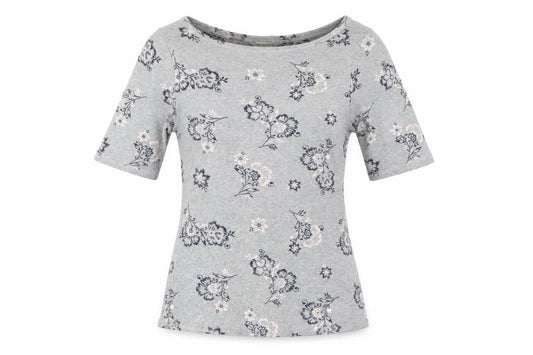 Marks and Spencer Women’s Grey Floral Cotton T-Shirt UK 14