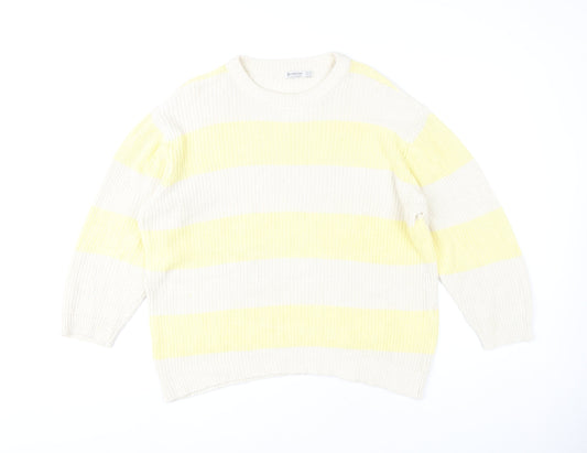 Stradivarius Women's Multicoloured XS Knit Cotton Pullover Jumper
