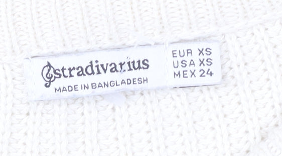 Stradivarius Women's Multicoloured XS Knit Cotton Pullover Jumper